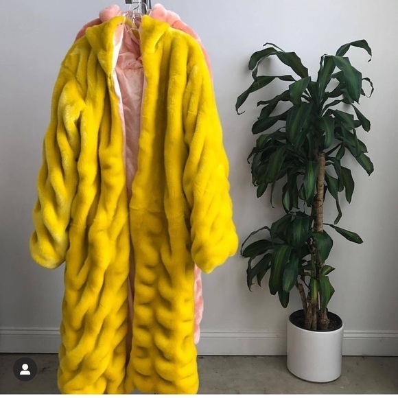 Laina Rauma full length Minky coat faux fur hooded pink salmon OSFM - Picture 16 of 16